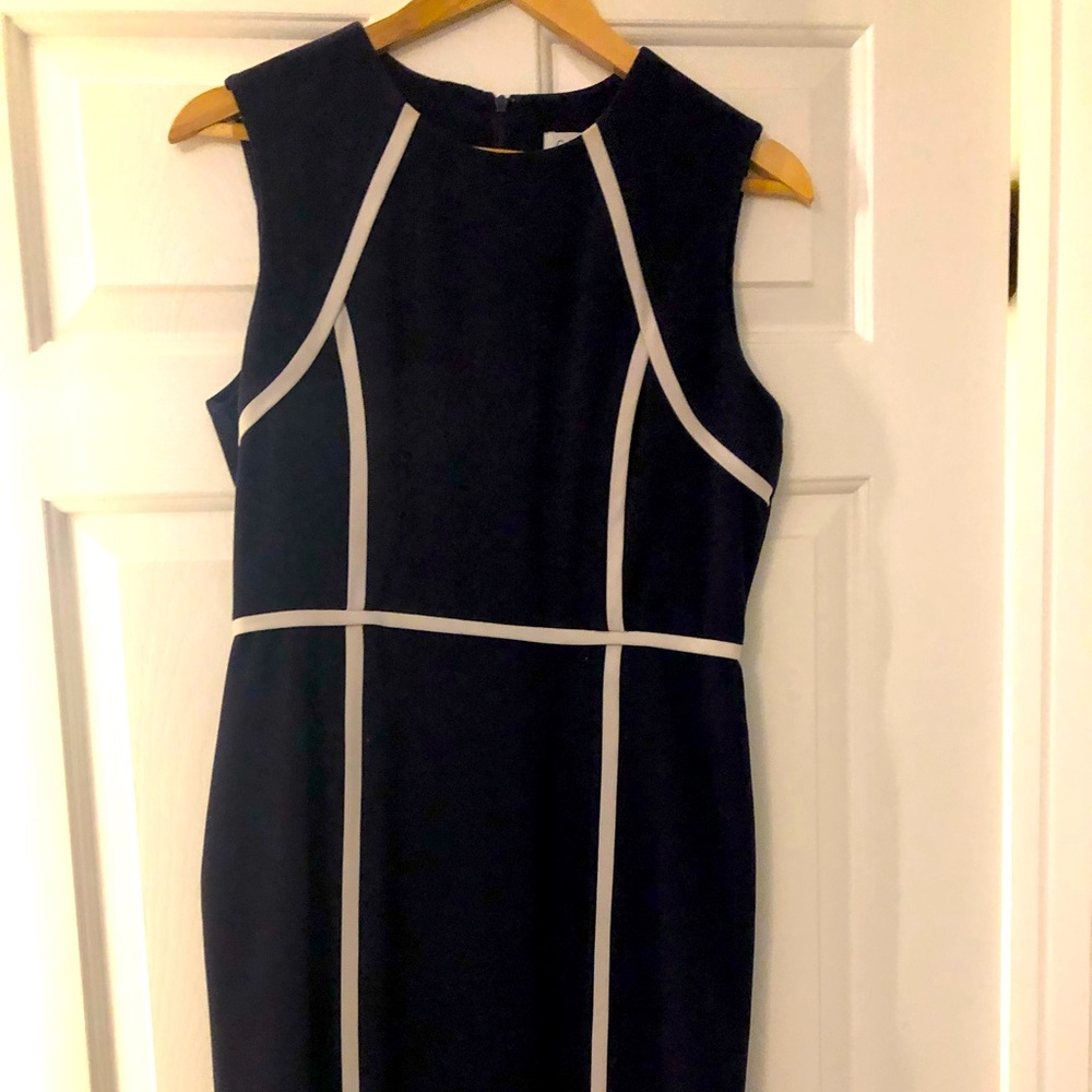 Calvin Klein navy professional bodycon sleeveless dress.